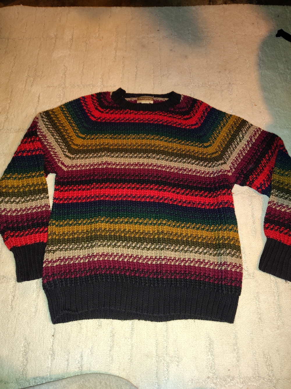 Multicolor Striped Crewneck Sweater - Black Trim